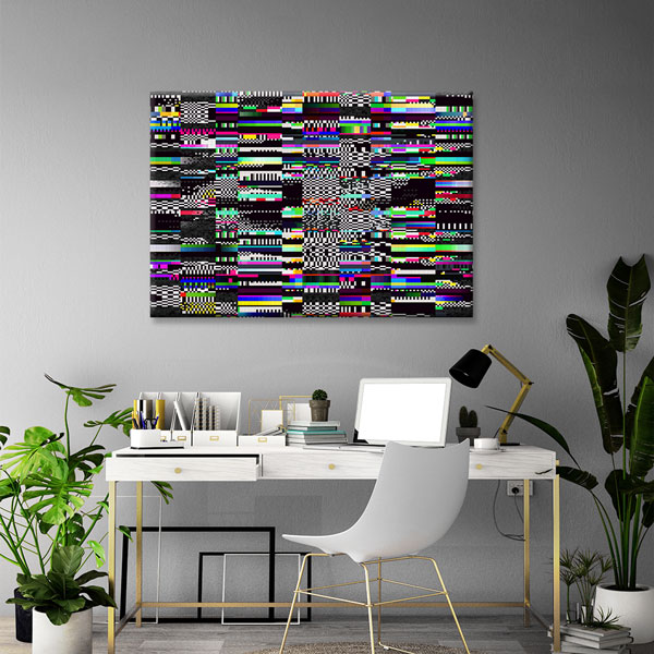 dekor-duvar-sanat-5373-01 Renkli Glitch Efektli Dijital Sanat Ofis Kanvas Tablo – 5373