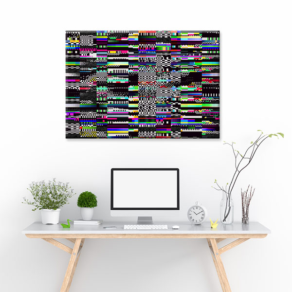 dekor-duvar-sanat-5373-02 Renkli Glitch Efektli Dijital Sanat Ofis Kanvas Tablo – 5373