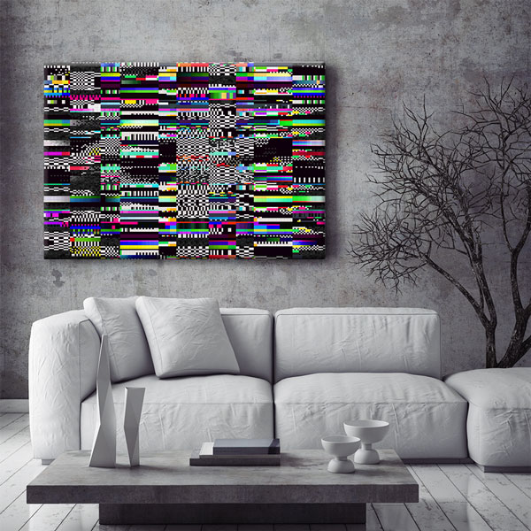 dekor-duvar-sanat-5373-04 Renkli Glitch Efektli Dijital Sanat Ofis Kanvas Tablo – 5373