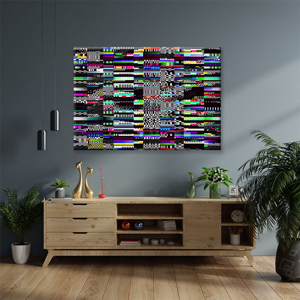 dekor-duvar-sanat-5373-05 Renkli Glitch Efektli Dijital Sanat Ofis Kanvas Tablo – 5373