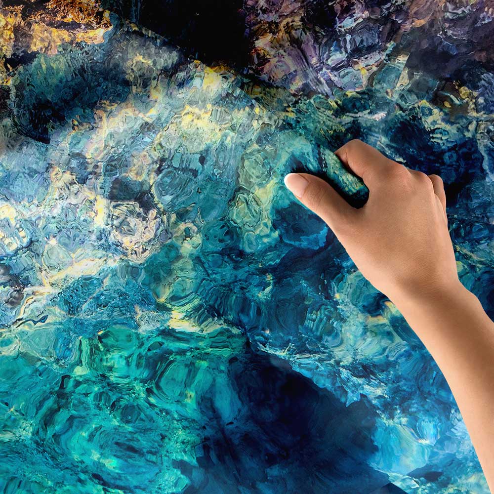 Soyut Deniz Dokulu Turkuaz Mavi Tonlu Duvar Örtüsü 4653