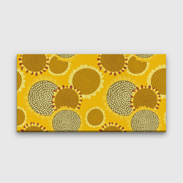Sarı Zemin Üzerinde Stilize Ayçiçeği Deseni Kanvas Tablo 4697