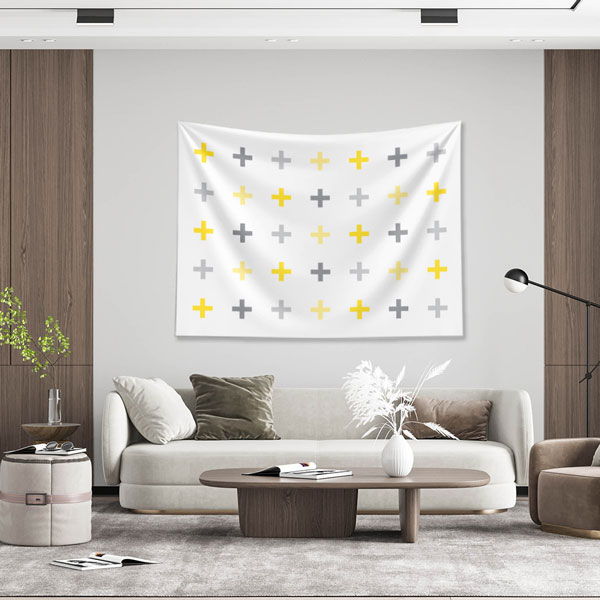 Minimal Artı Motifli Geometrik Desen Duvar Örtüsü 5192