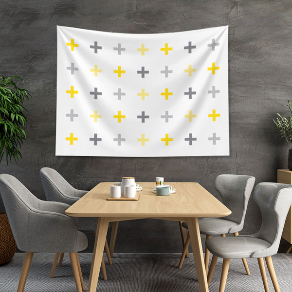 Minimal Artı Motifli Geometrik Desen Duvar Örtüsü 5192