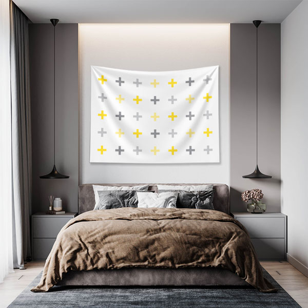 Minimal Artı Motifli Geometrik Desen Duvar Örtüsü 5192