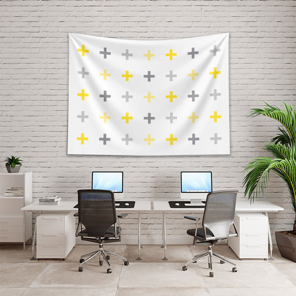 Minimal Artı Motifli Geometrik Desen Duvar Örtüsü 5192