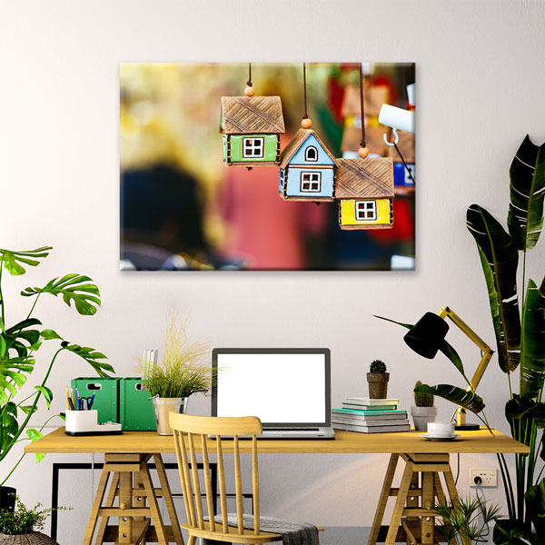 Renkli Ev Tasarımlı Kanvas Tablo – 5527