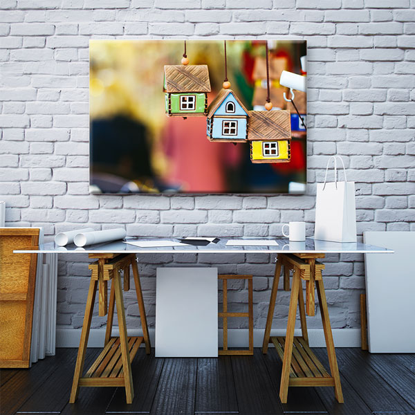 Renkli Ev Tasarımlı Kanvas Tablo – 5527