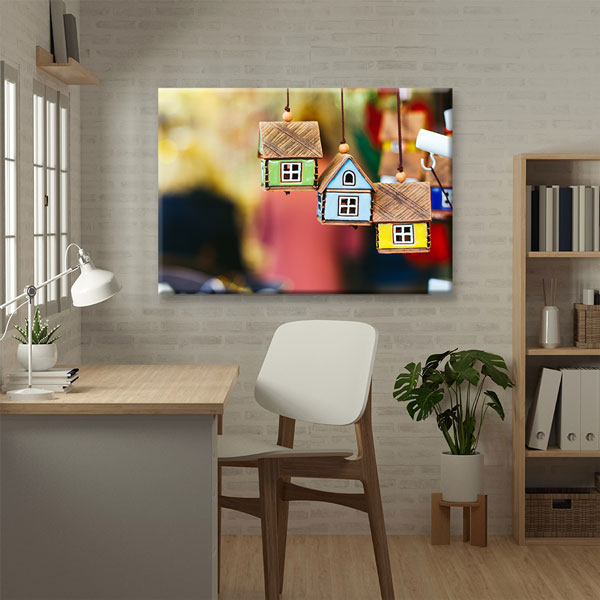 Renkli Ev Tasarımlı Kanvas Tablo – 5527