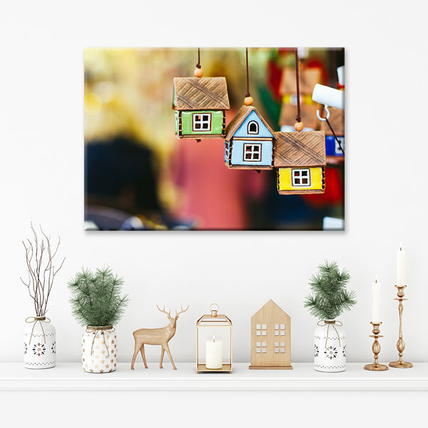 Renkli Ev Tasarımlı Kanvas Tablo – 5527
