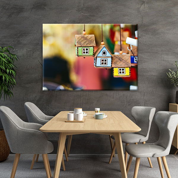 Renkli Ev Tasarımlı Kanvas Tablo – 5527
