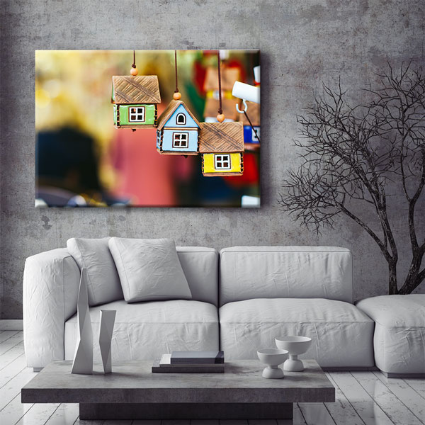 Renkli Ev Tasarımlı Kanvas Tablo – 5527