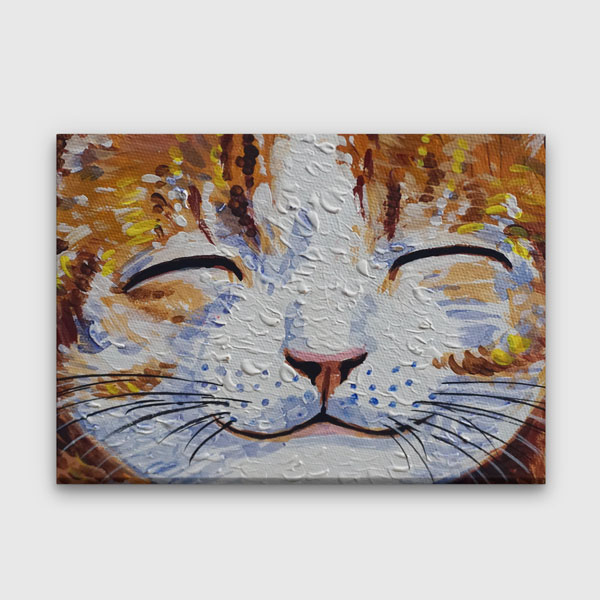 Gülümseyen Kedi Portresi Dekoratif Kanvas Tablo 4995