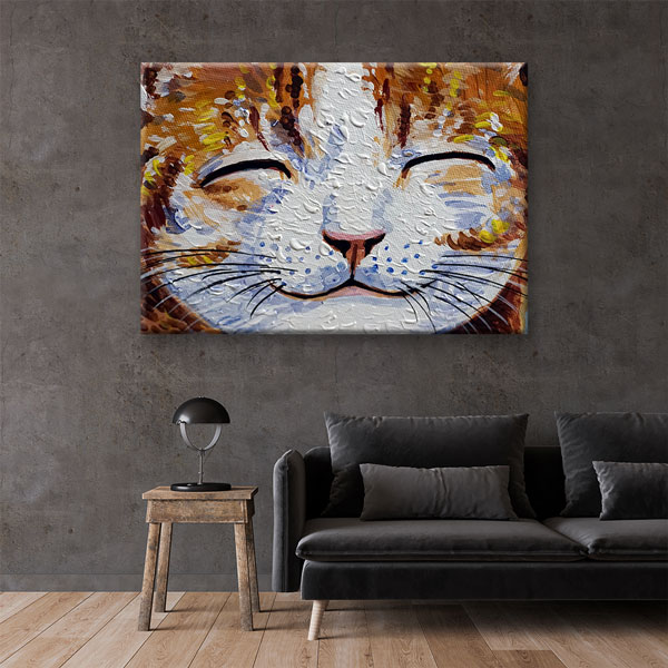 Gülümseyen Kedi Portresi Dekoratif Kanvas Tablo 4995