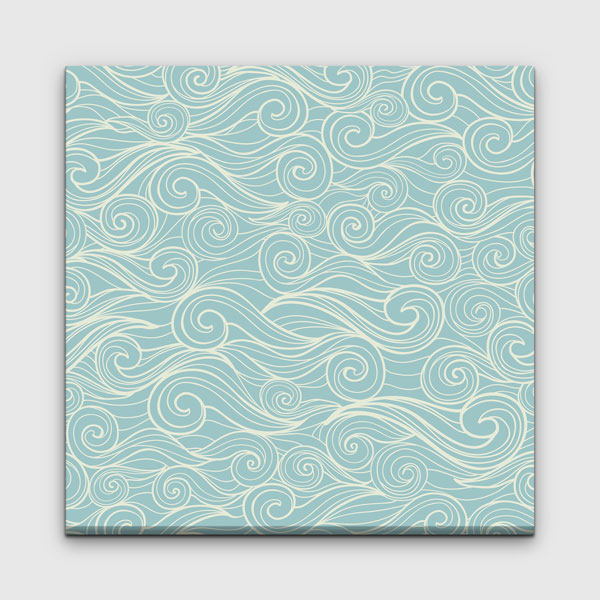Açık Mavi Kıvrımlı Dalga Deseni Dekoratif Deniz Temalı Duvar Tablosu 4595