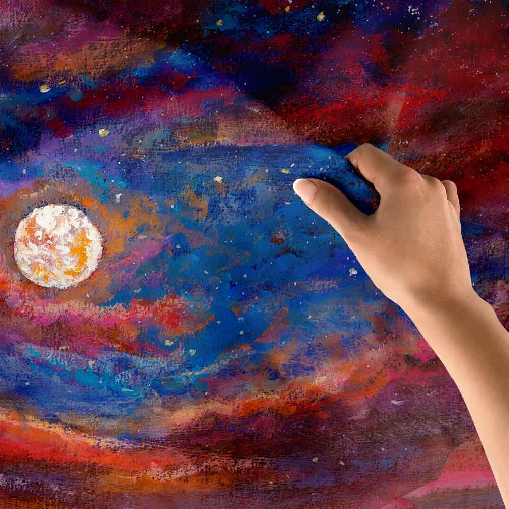 Kozmik Gece ve Ay Manzarası Duvar Örtüsü 4356