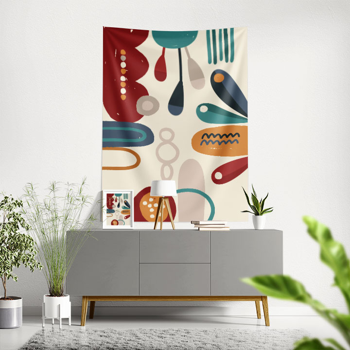 Soyut Renk Bloklu Minimal Duvar Örtüsü – Modern Sanat Duvar Dekoru 6270