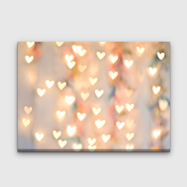 Işıltılı Kalp Bokeh Efektli Romantik Kanvas Tablo 4460
