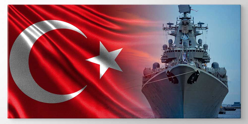 Türk Bayraklı Savaş Gemisi Duvar Panosu 11294