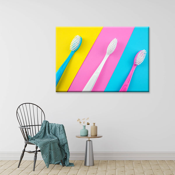 Renkli Diş Fırçaları Temalı Kanvas Duvar Tablosu – 5983