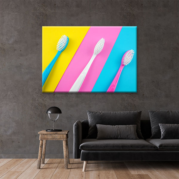 Renkli Diş Fırçaları Temalı Kanvas Duvar Tablosu – 5983