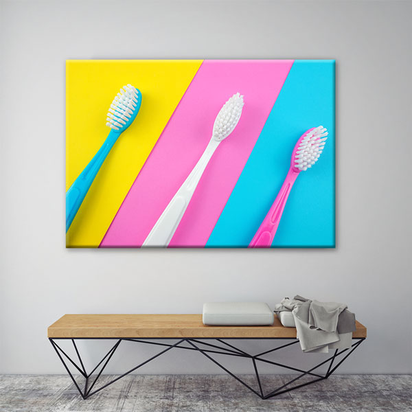 Renkli Diş Fırçaları Temalı Kanvas Duvar Tablosu – 5983