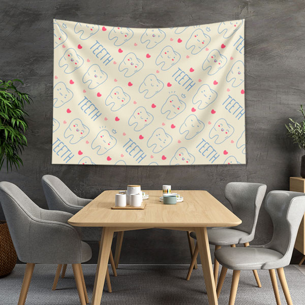 Sevimli Diş Desenli Duvar Örtüsü Dekoratif Kumaş Baskı 6015