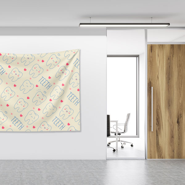 Sevimli Diş Desenli Duvar Örtüsü Dekoratif Kumaş Baskı 6015