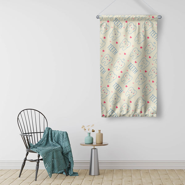 Diş Klinikleri İçin Renkli Diş Temalı Duvar Flaması 6035