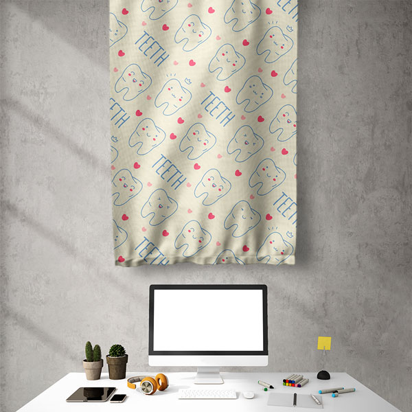 Diş Klinikleri İçin Renkli Diş Temalı Duvar Flaması 6035