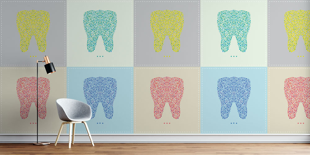 dental-duvar-kagidi-2506-00 Diş Klinikleri İçin Renkli Desenli Duvar Kağıdı 2506