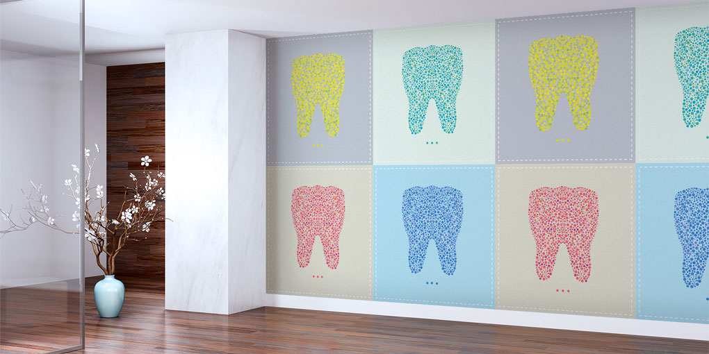 dental-duvar-kagidi-2506-01 Diş Klinikleri İçin Renkli Desenli Duvar Kağıdı 2506