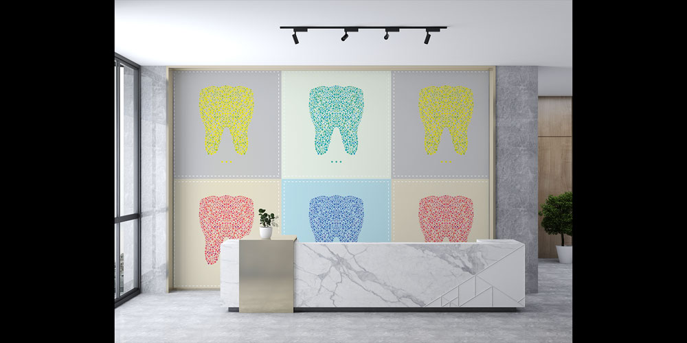 dental-duvar-kagidi-2506-03 Diş Klinikleri İçin Renkli Desenli Duvar Kağıdı 2506