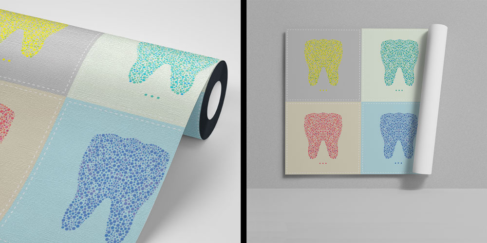 dental-duvar-kagidi-2506-04 Diş Klinikleri İçin Renkli Desenli Duvar Kağıdı 2506