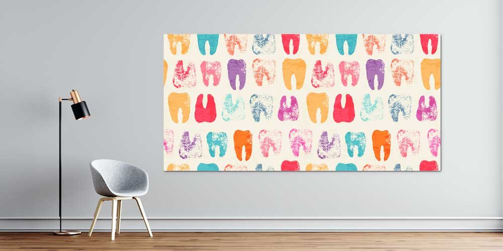 dental-school-wall-art-7884-01 Renkli Diş Figürlü Klinik Duvar Dekoru 7884