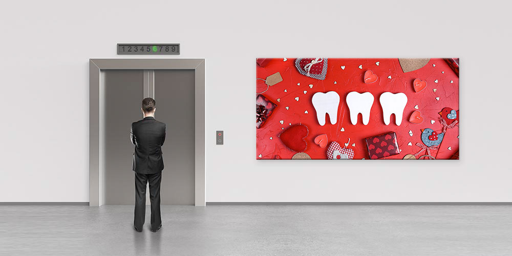 Diş Klinikleri İçin Kalpli Diş Temalı Duvar Dekoru 7881