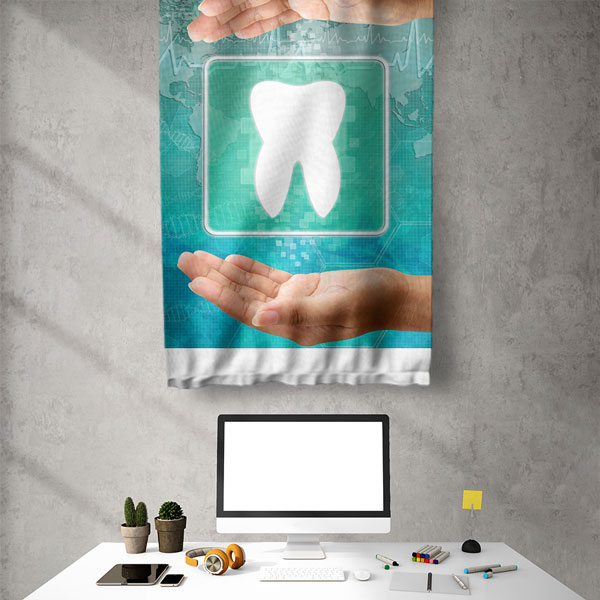 Diş Klinikleri için Gülümseme Tasarımlı Duvar Flaması 6043
