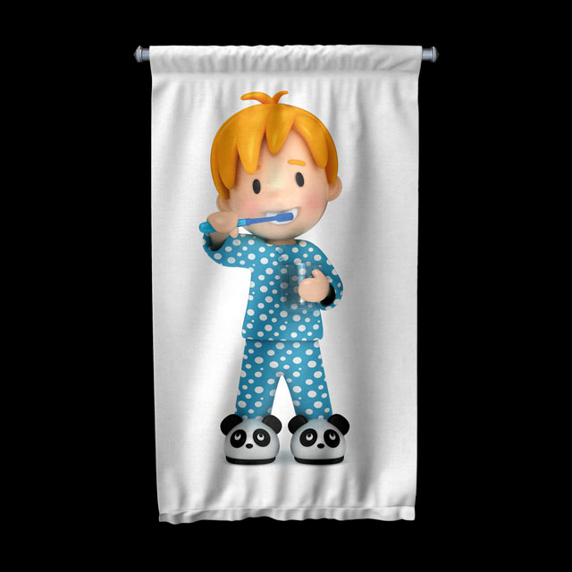 Diş Fırçalayan Çocuk Desenli Duvar Flaması 6046