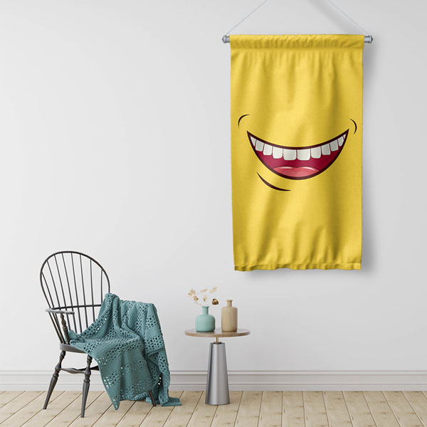 Diş Klinikleri Duvar Flaması – Renkli Diş Fırçası Desenli Kumaş Baskı 6032