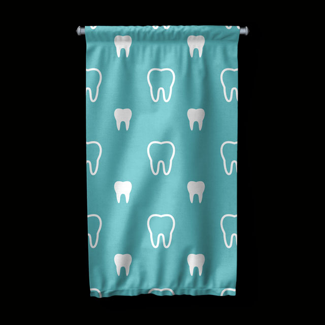 dental-wall-banner-6038-04 Diş Klinikleri İçin Mavi Arka Planlı Diş Desenli Duvar Flaması 6038