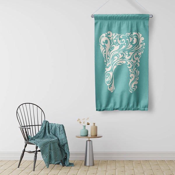 Diş Klinikleri için Renkli Diş Desenli Duvar Flaması 6044