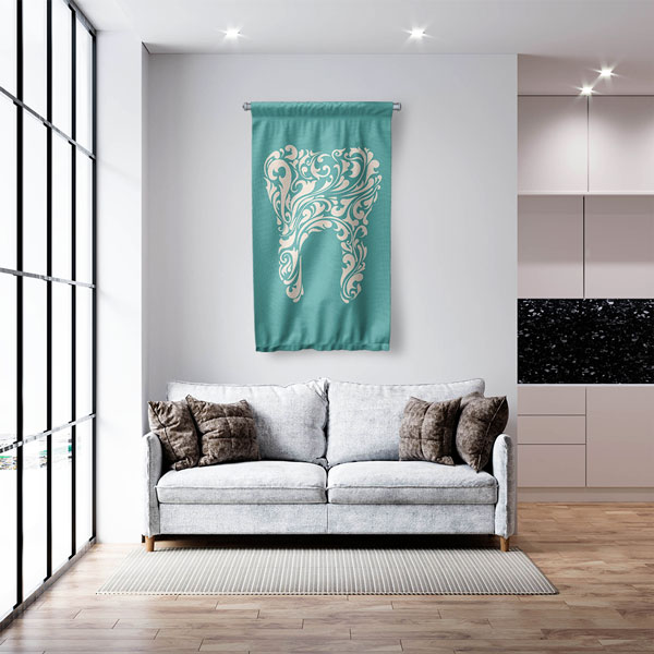 Diş Klinikleri için Renkli Diş Desenli Duvar Flaması 6044