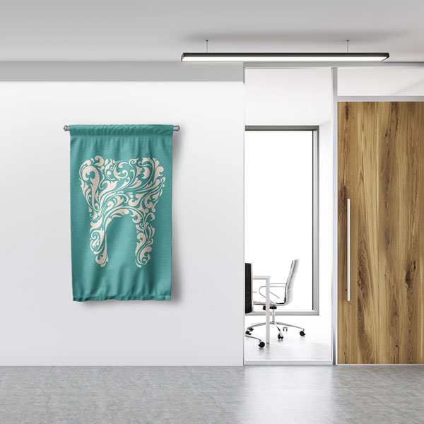 Diş Klinikleri için Renkli Diş Desenli Duvar Flaması 6044