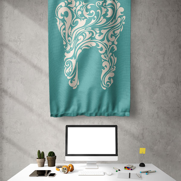 Diş Klinikleri için Renkli Diş Desenli Duvar Flaması 6044