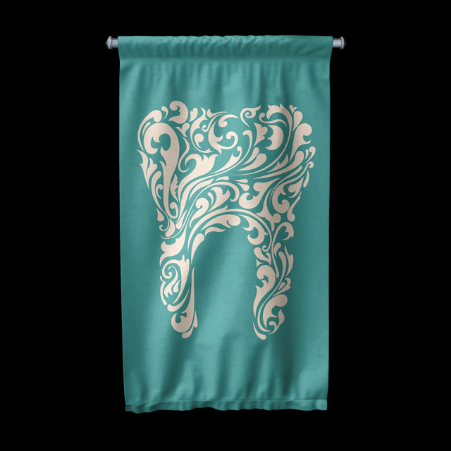 Diş Klinikleri için Renkli Diş Desenli Duvar Flaması 6044