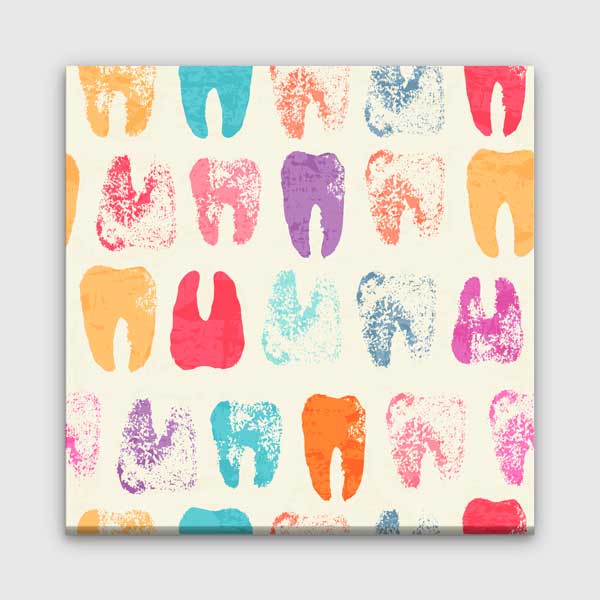 dental-wall-canvas-5989-00 Renkli Diş Desenleri Temalı Kanvas Duvar Tablosu – 5989