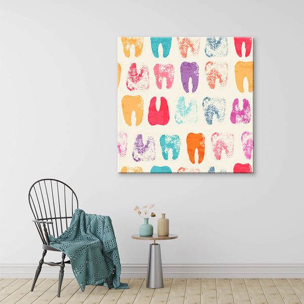 dental-wall-canvas-5989-01 Renkli Diş Desenleri Temalı Kanvas Duvar Tablosu – 5989