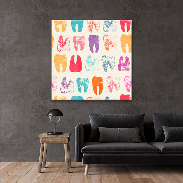 dental-wall-canvas-5989-02 Renkli Diş Desenleri Temalı Kanvas Duvar Tablosu – 5989