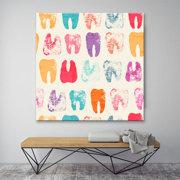 dental-wall-canvas-5989-03 Renkli Diş Desenleri Temalı Kanvas Duvar Tablosu – 5989