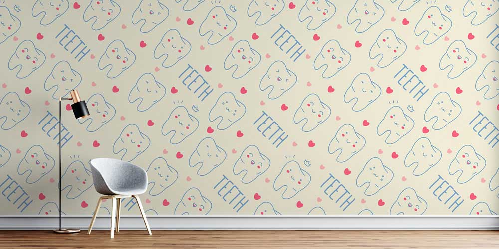 dental-wall-decor-2509-00 Diş Klinikleri için Renkli Desenli Duvar Kağıdı 2509